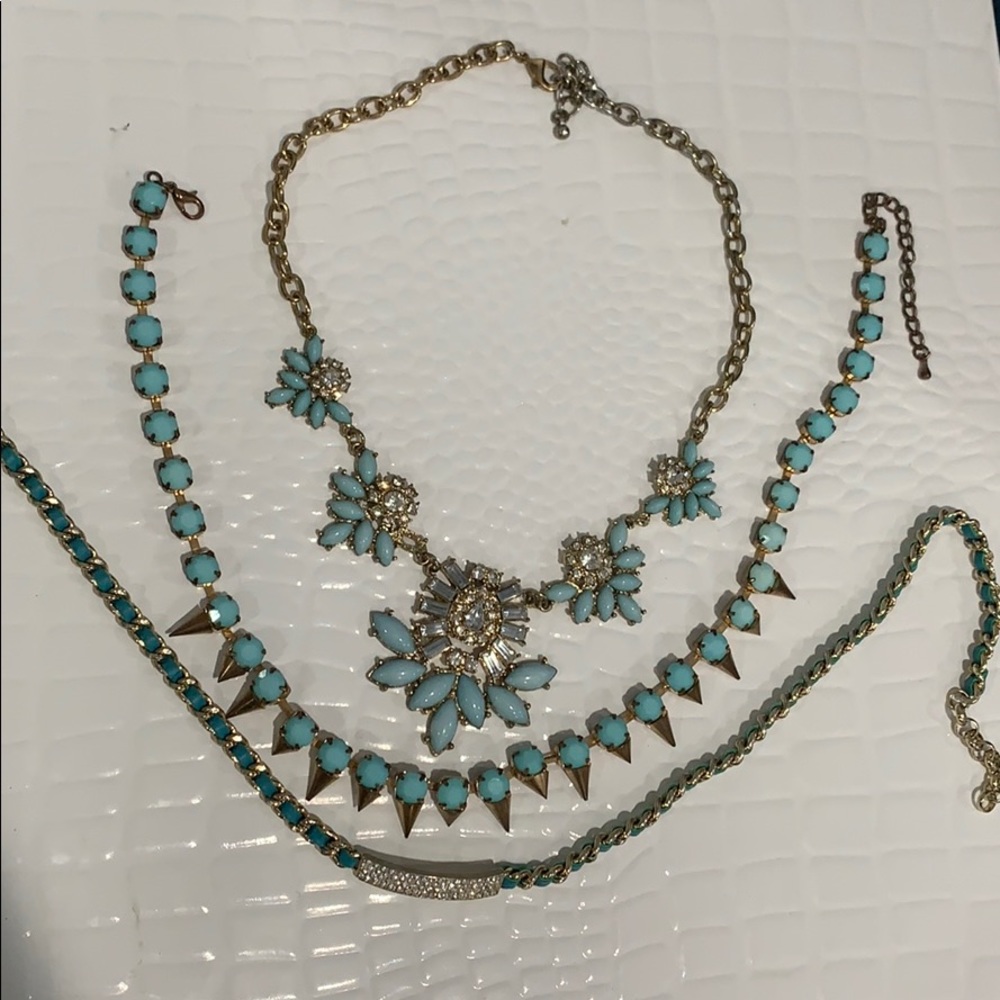 3 PIECES light blue turquoise necklaces